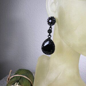 NEW Black Crystal Dangling Earrings